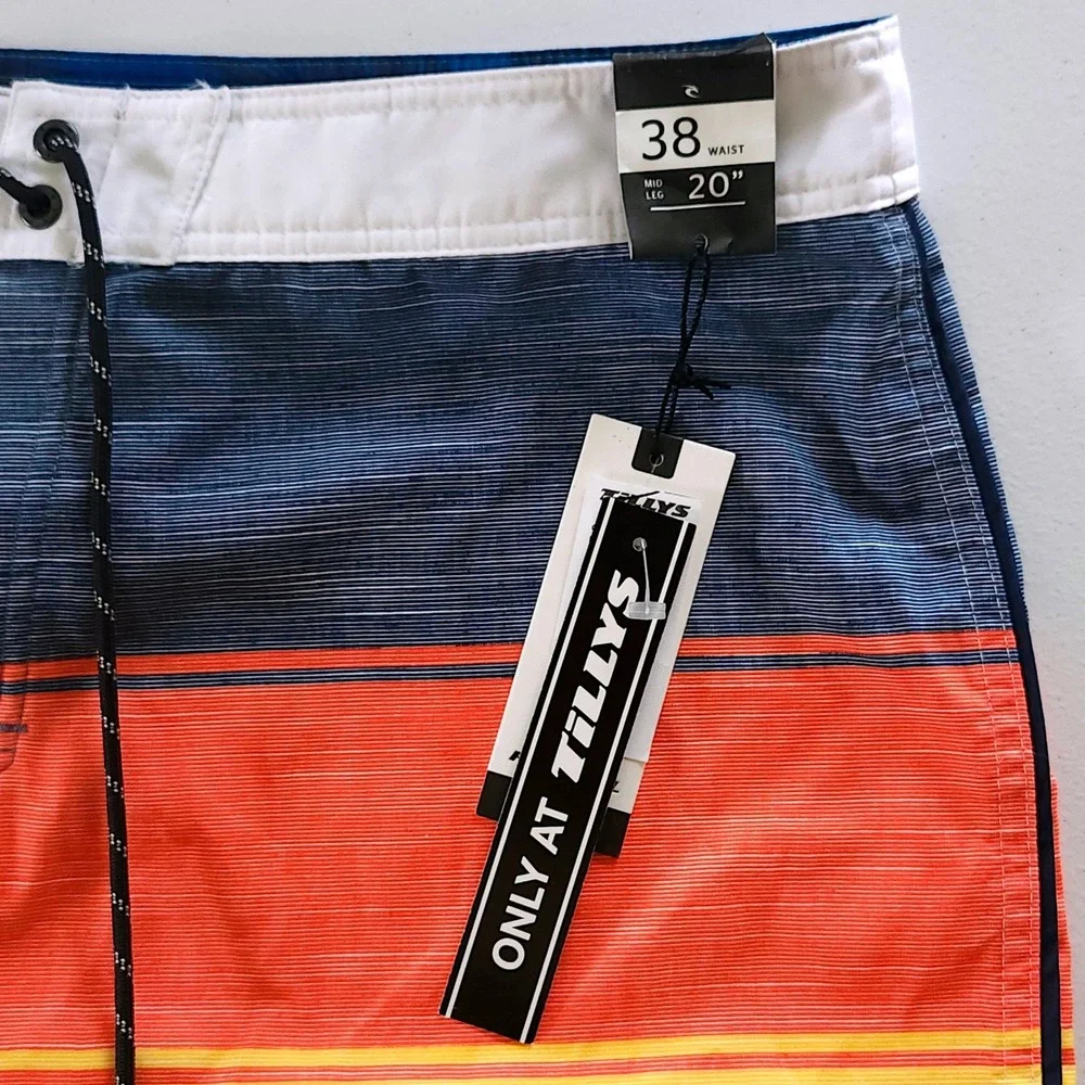 NEW Rip Curl State Park 3.0 Board Shorts Size 38 Striped Tillys Swim Surf